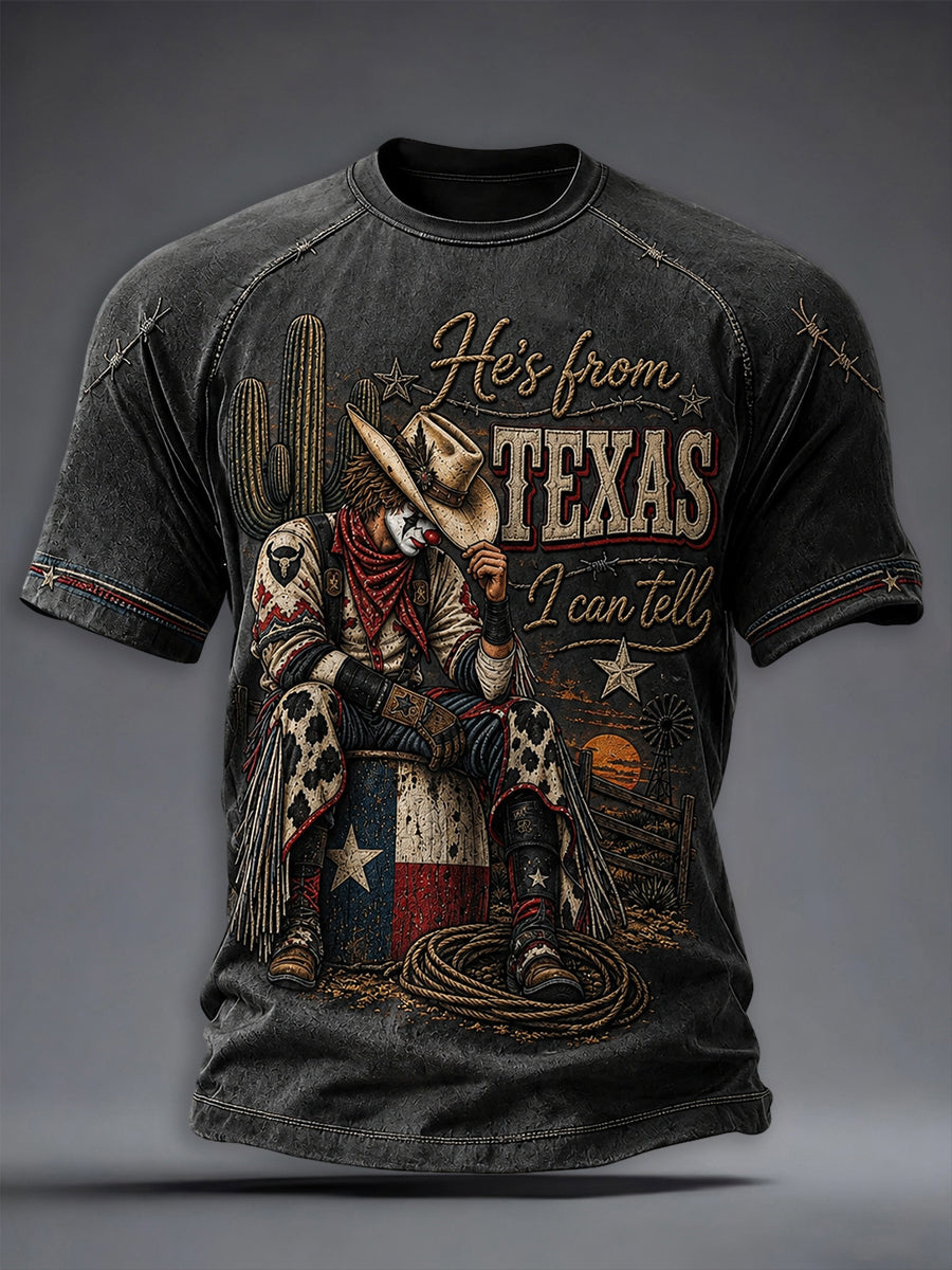 Men's Texas Halloween Print Short Sleeve T-shirt