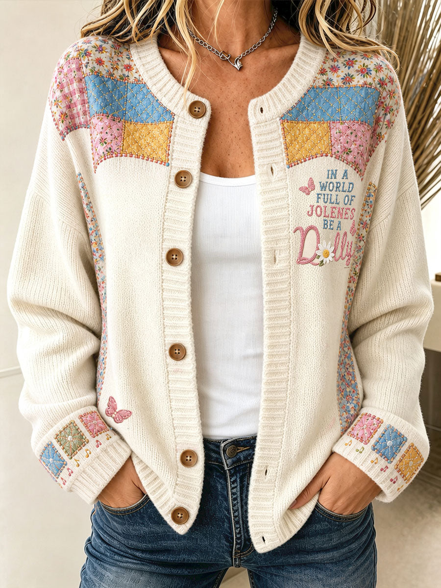 Women’s Rip Country Music Lover Queen of Country Printed Cardigan-Style Knit Jacket