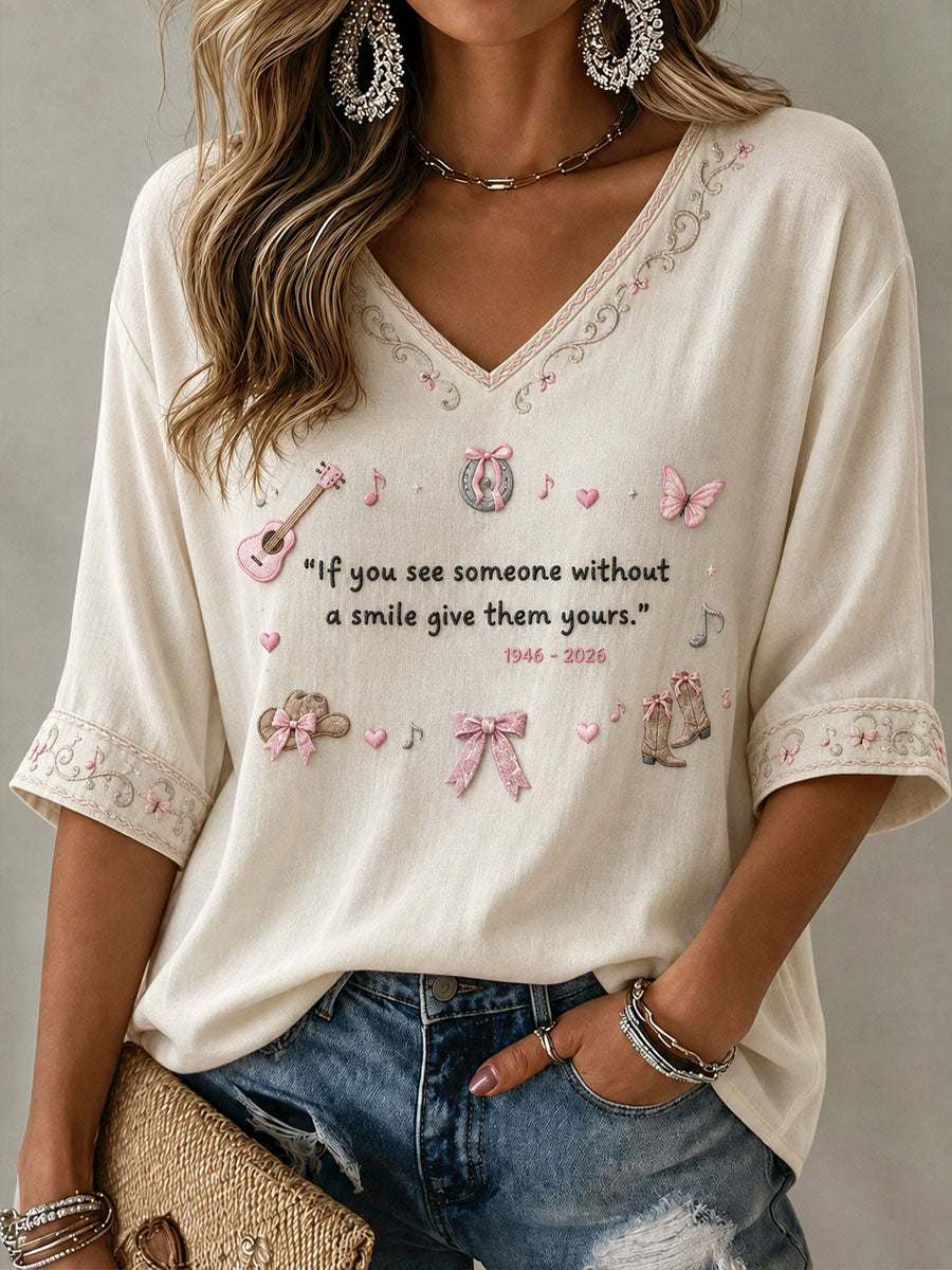 Women's Rip Country Music Lover Queen of Country Printed T-Shirt