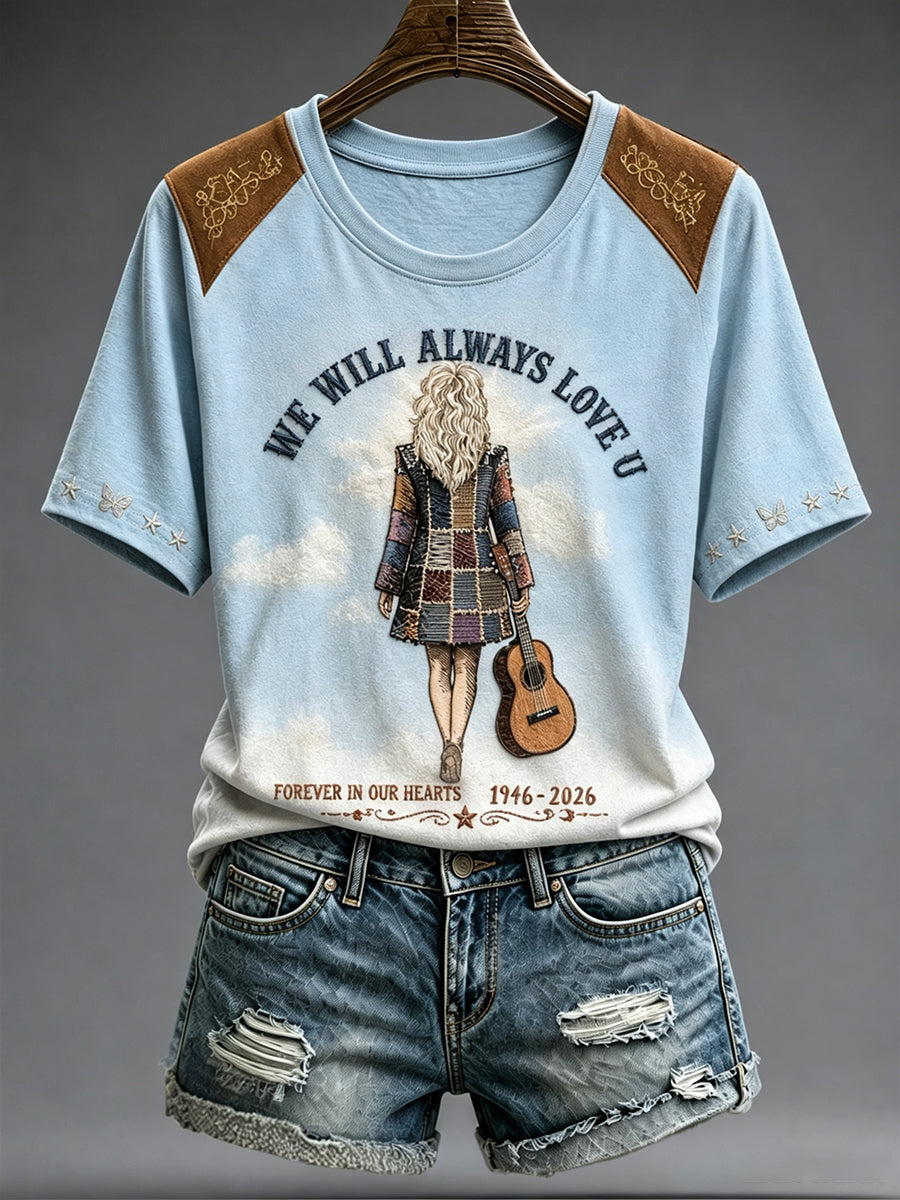 Women's Rip Country Music Lover Queen of Country Printed T-shirt