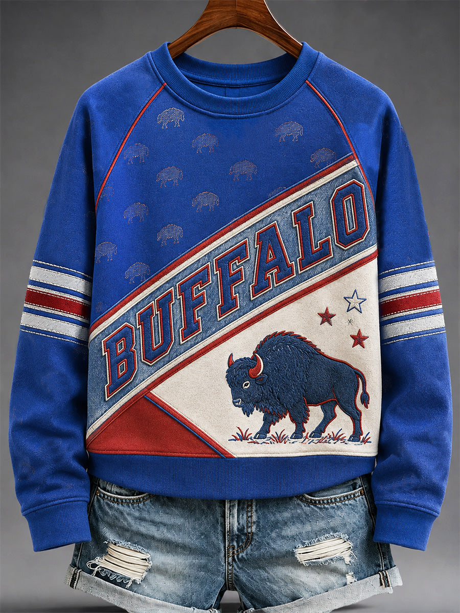 Women's Football Lover Buffalo Print Casual Sweatshirt