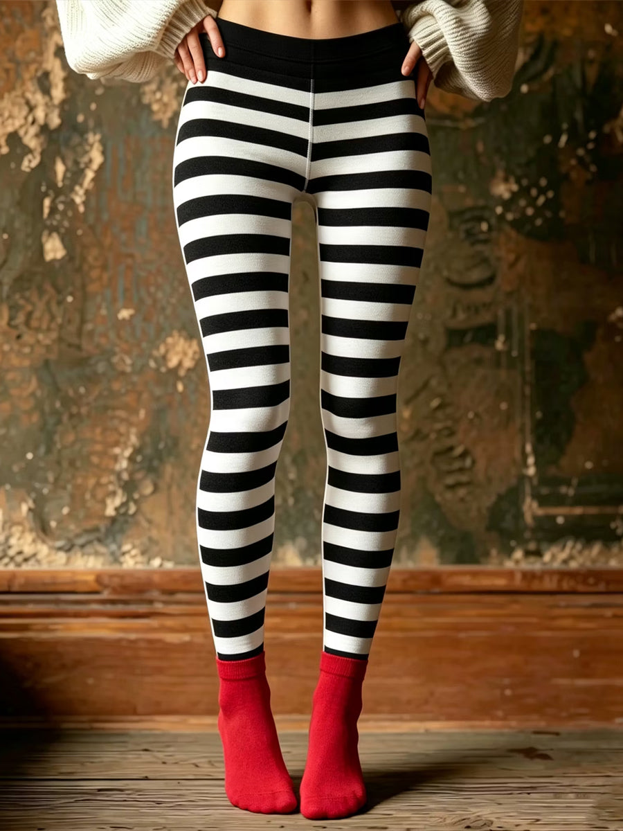 Women's Retro Halloween Striped Pattern Casual Leggings