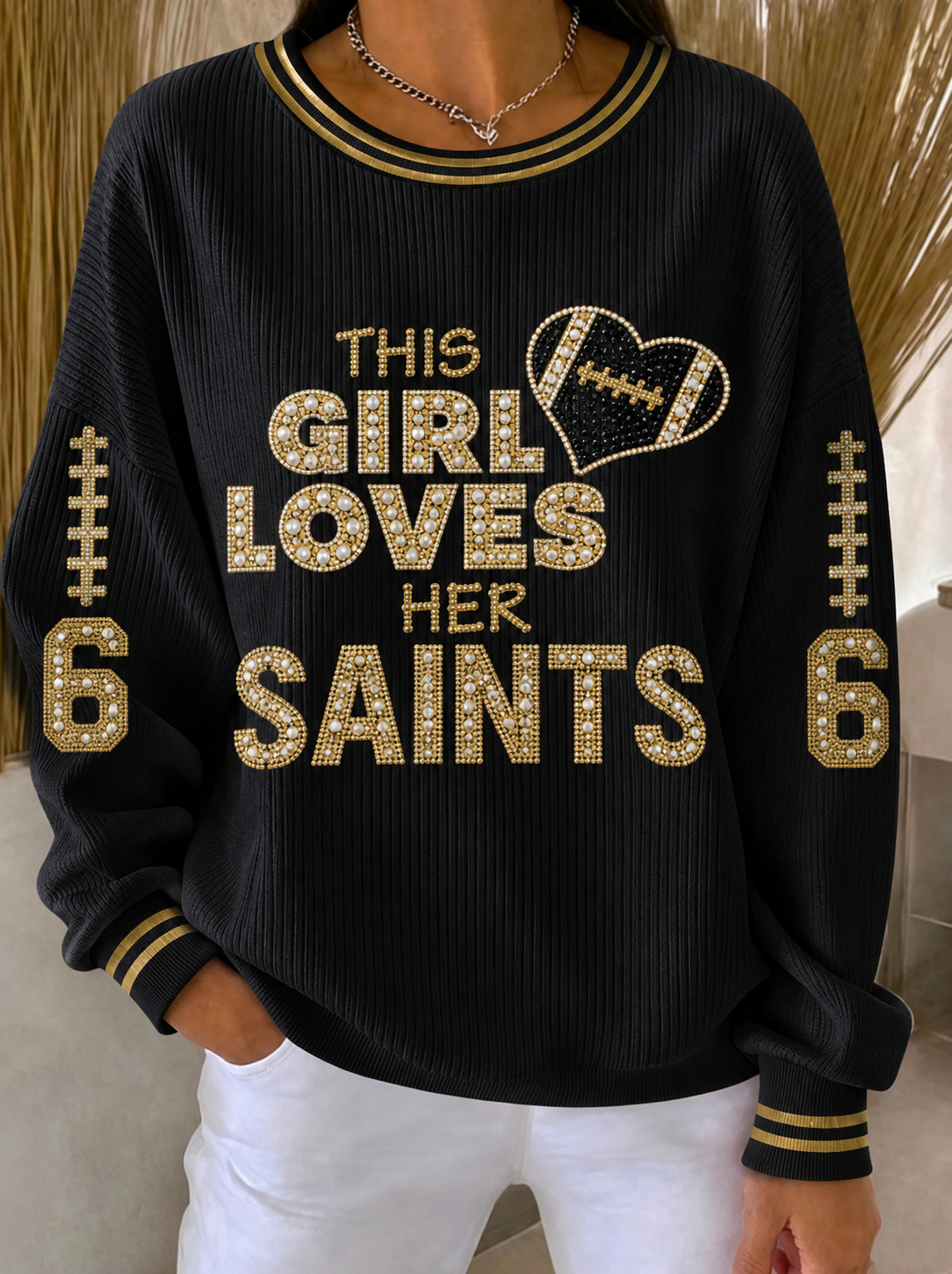 Women's Ribbed Round-Neck Sweatshirt