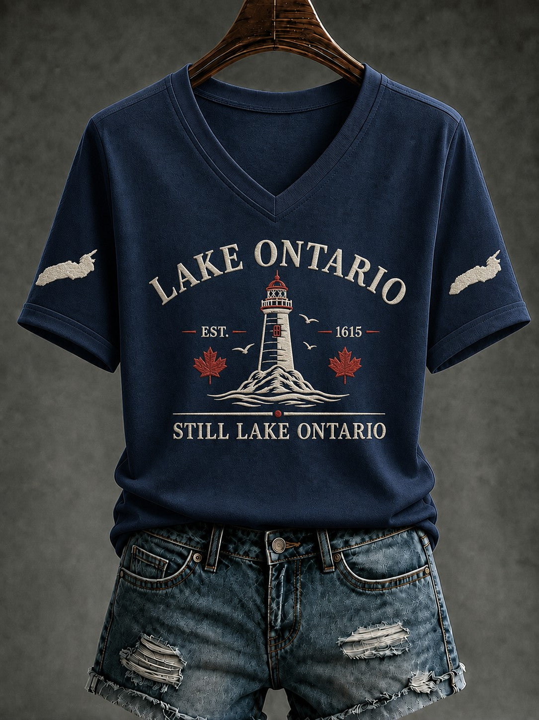 Women's Lake Ontario Printed V-neck T-shirt
