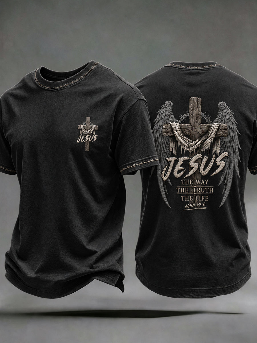 Men's Jesus The Way The Truth The Life Cross Short Sleeve T-shirt