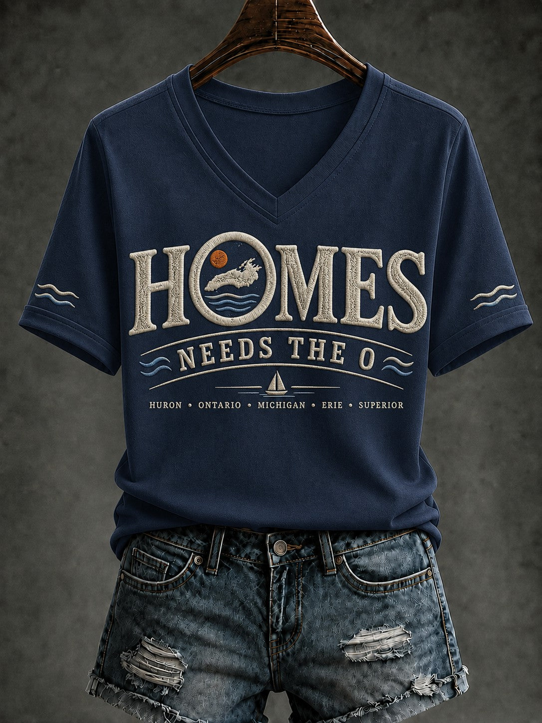 Women's Homes Needs The Ontario Printed V-neck T-shirt