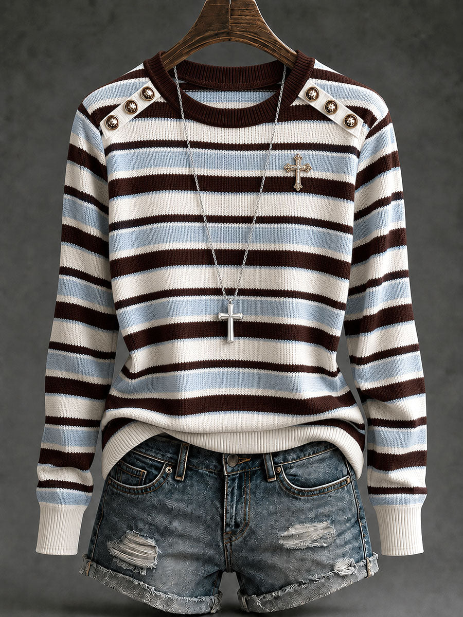 Women's striped cross tops