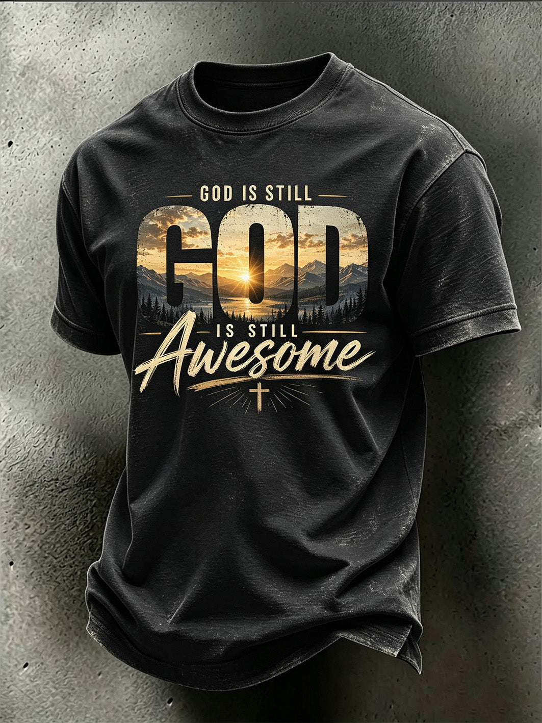 Men's faith theme fun slogan casual short sleeves t-shirt