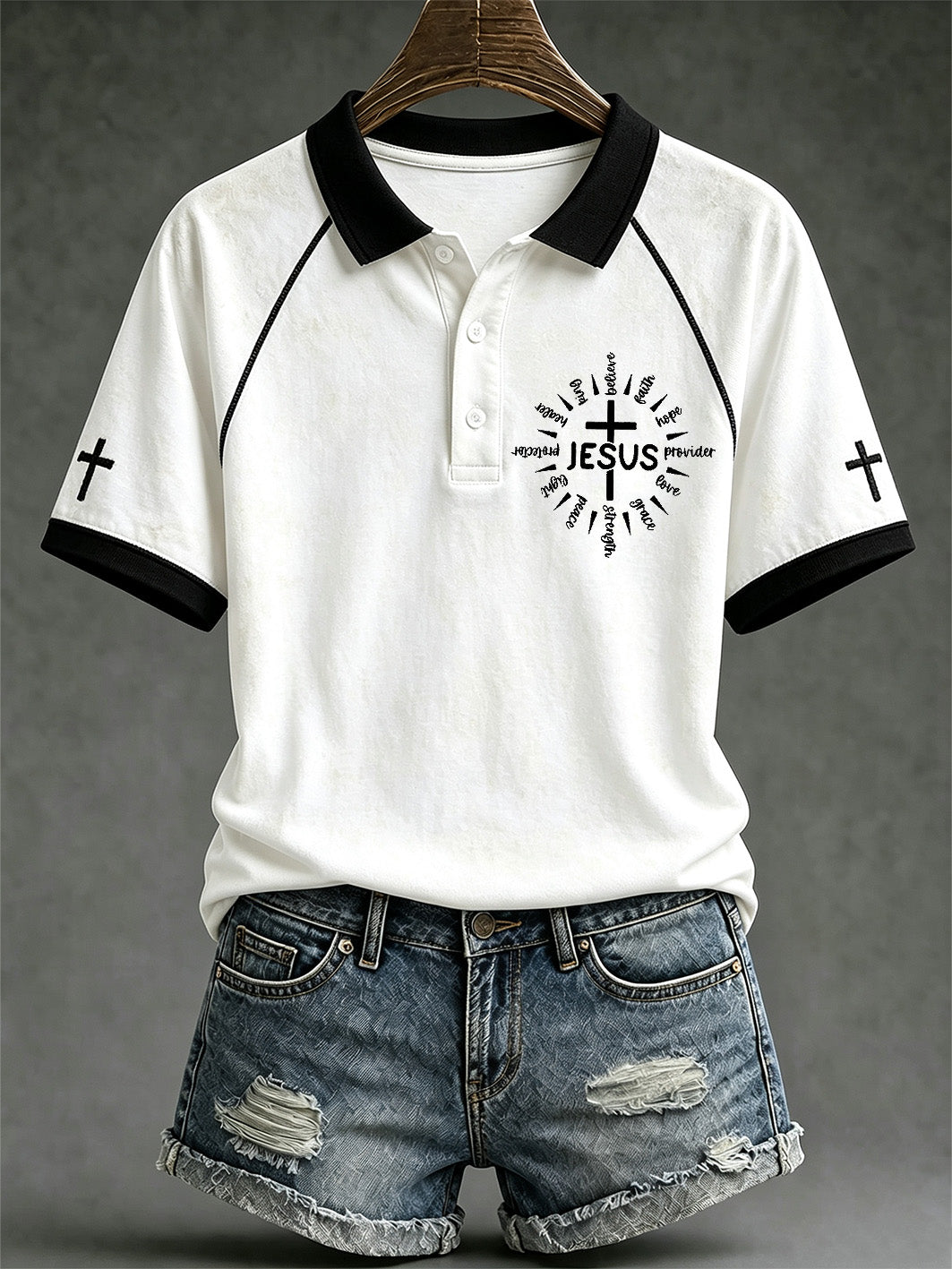 Women's faith theme fun slogan casual polo T-shirt