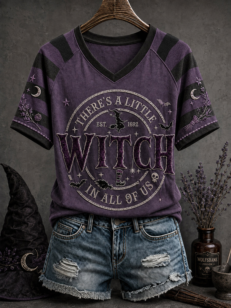 Women's Halloween There's A Little Witch In All of Us Art Printed T-shirt