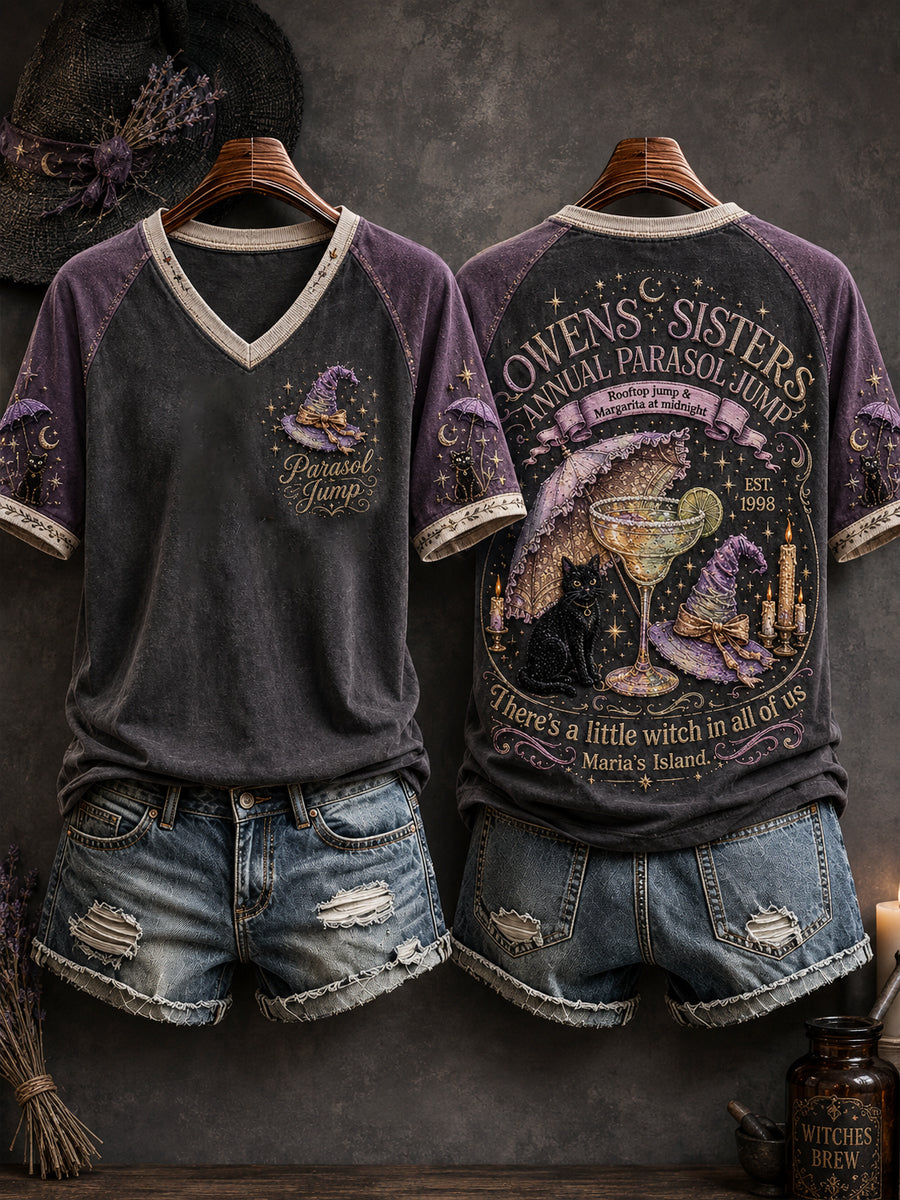 Women's Halloween Witch Salt Rosemary Lavender Love Art Printed T-shirt
