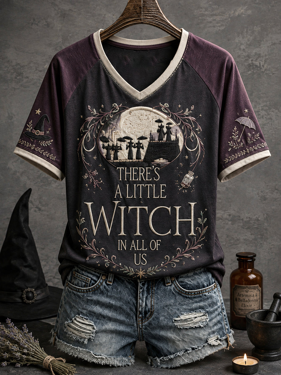 Women's Halloween There's A Little Witch In All of Us Art Printed T-shirt
