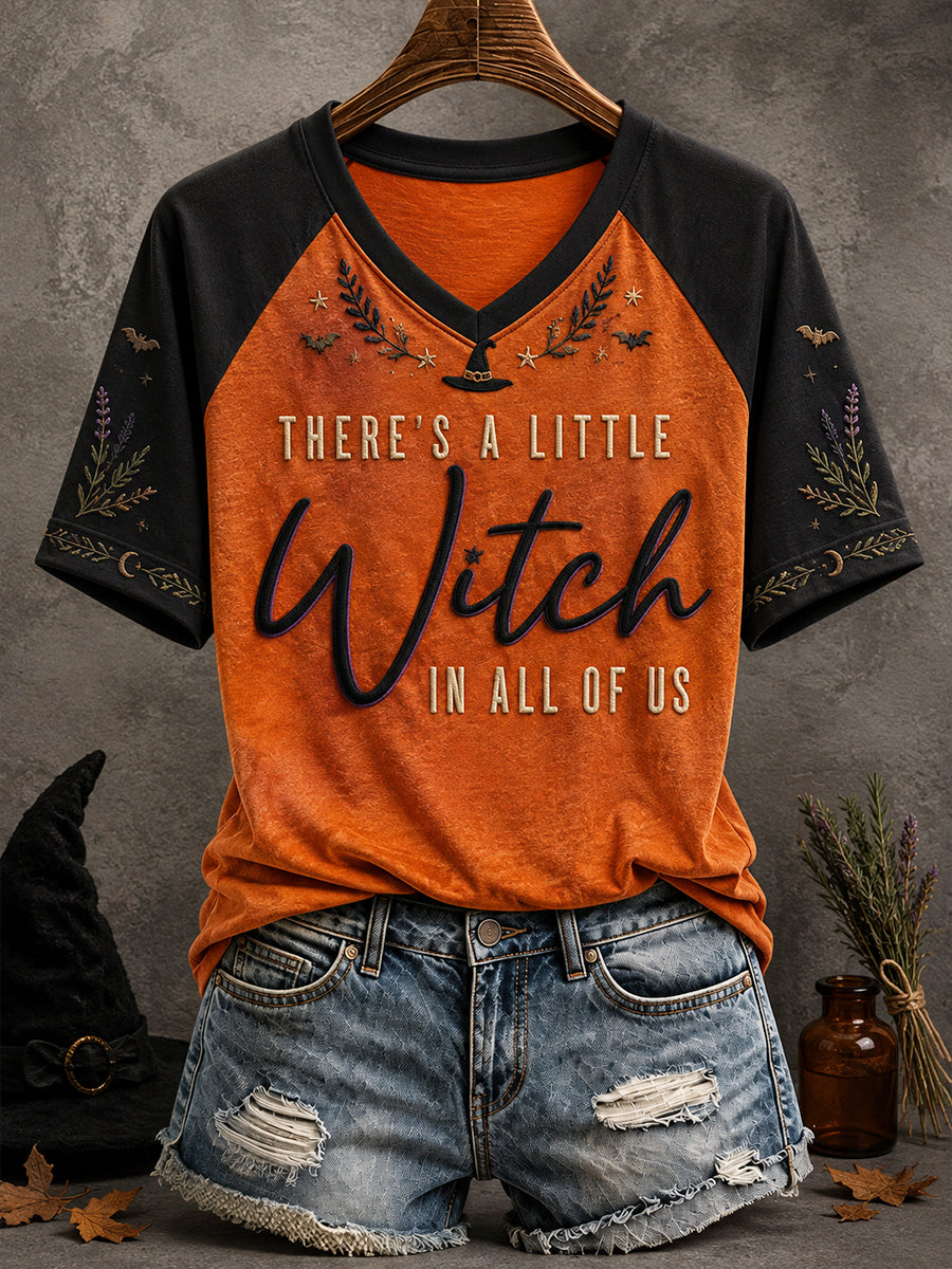 Women's Halloween There's A Little Witch In All of Us Art Printed T-shirt