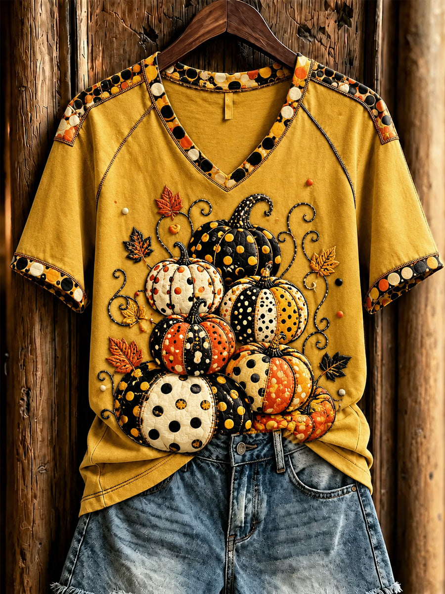 Women's Halloween Pumpkin Short-Sleeved T-Shirt