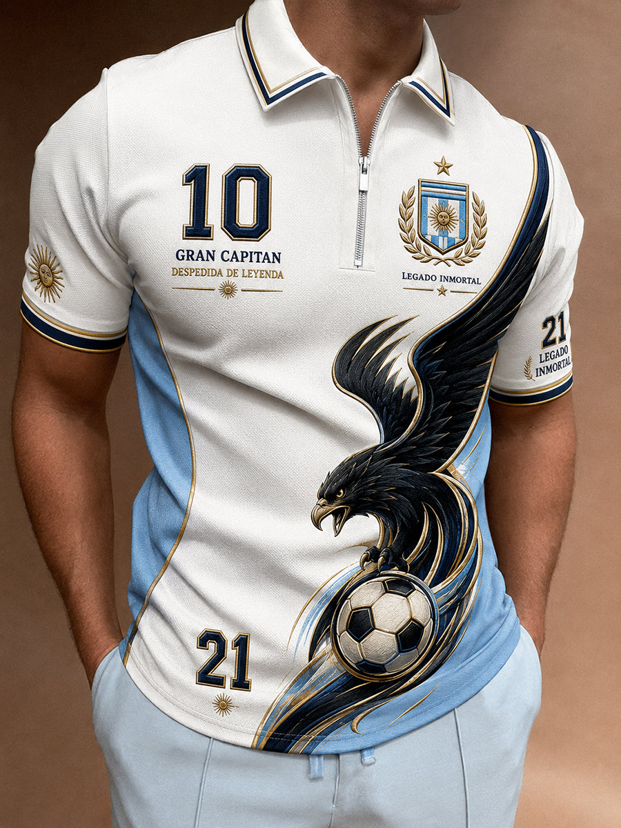 Men's Legendary Player Commemorative Graphic Zip-Front Short-Sleeve Polo Shirt