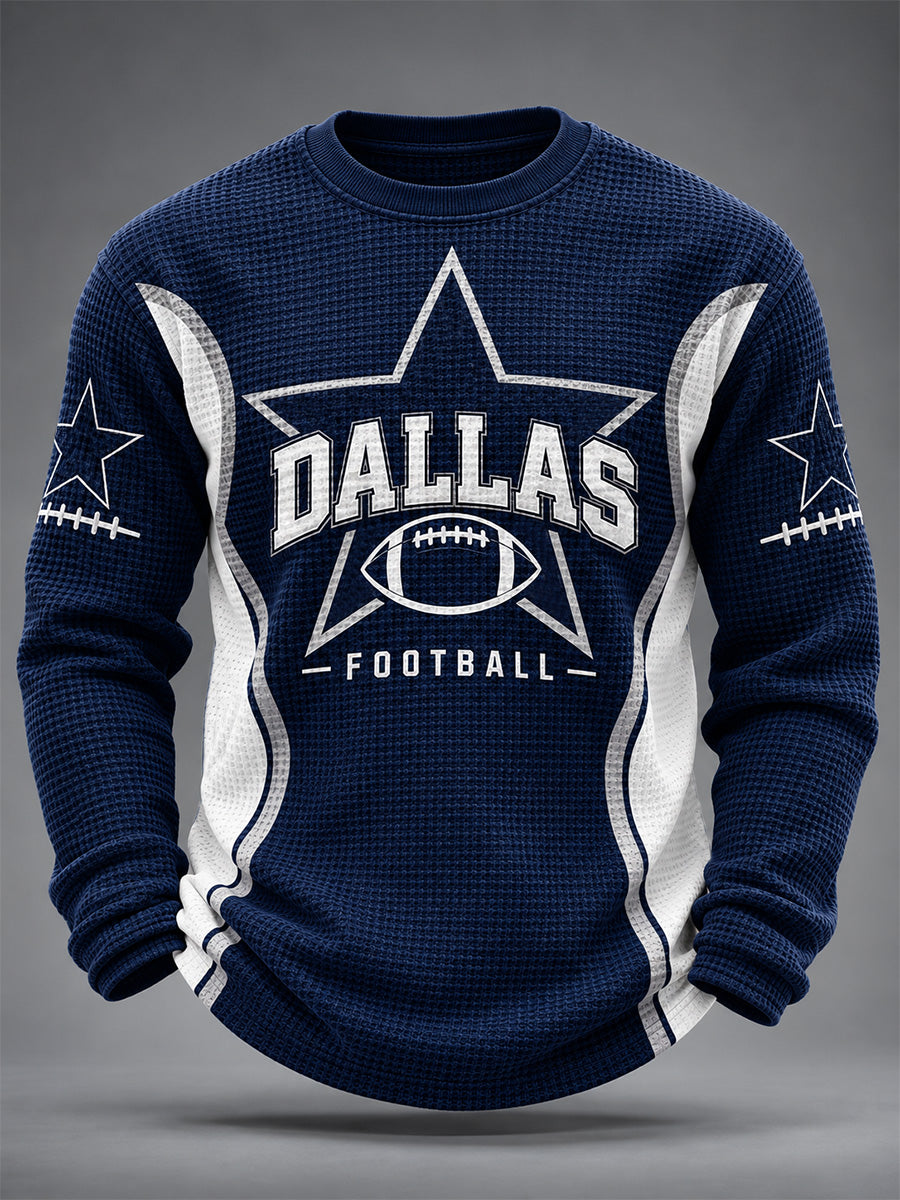 Men's Football Gameday Gift For Football Fans Casual Waffle Long Sleeve T-Shirt