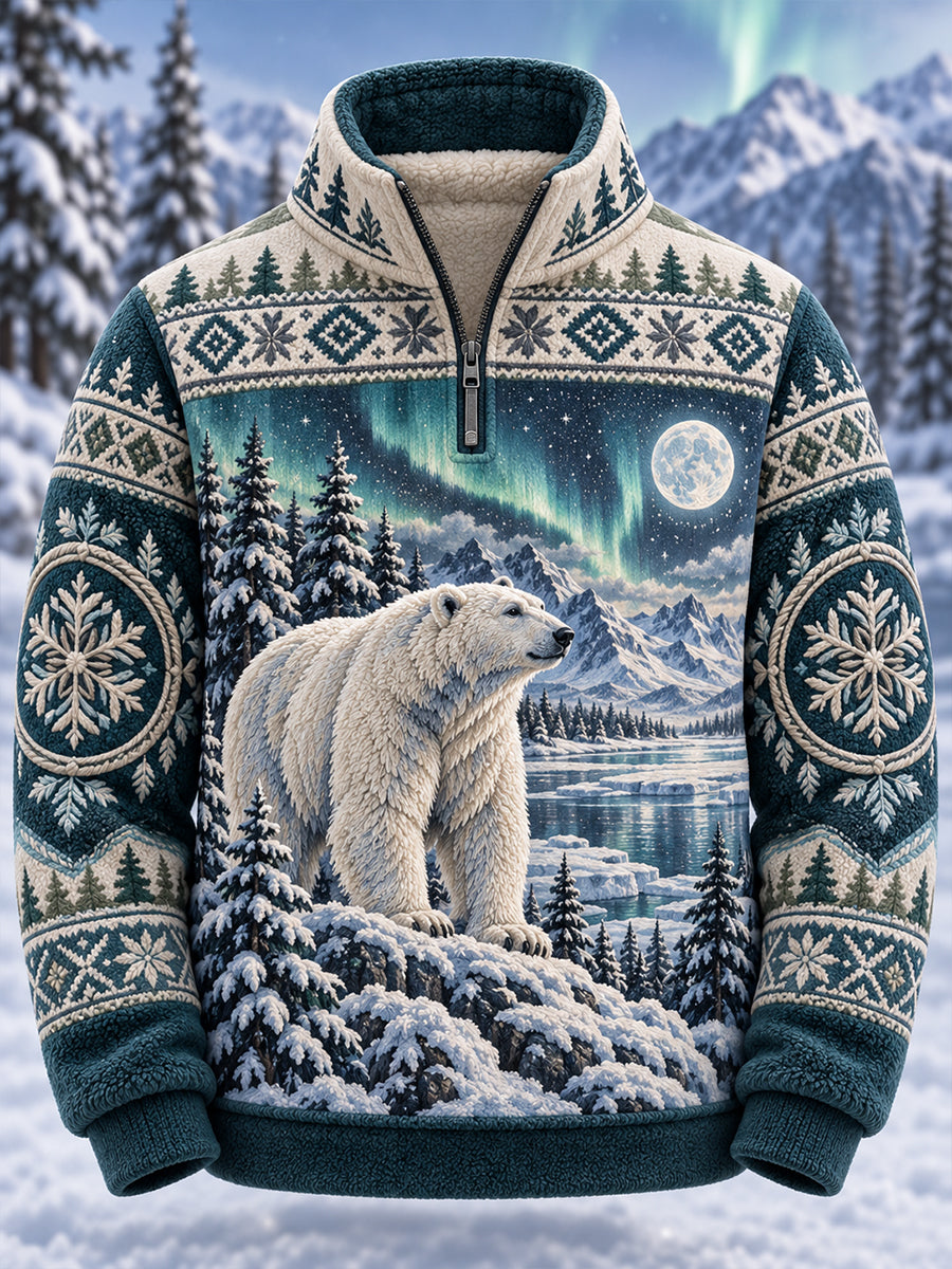 Men's Nordic Forest Animals Flannel Sweatshirt