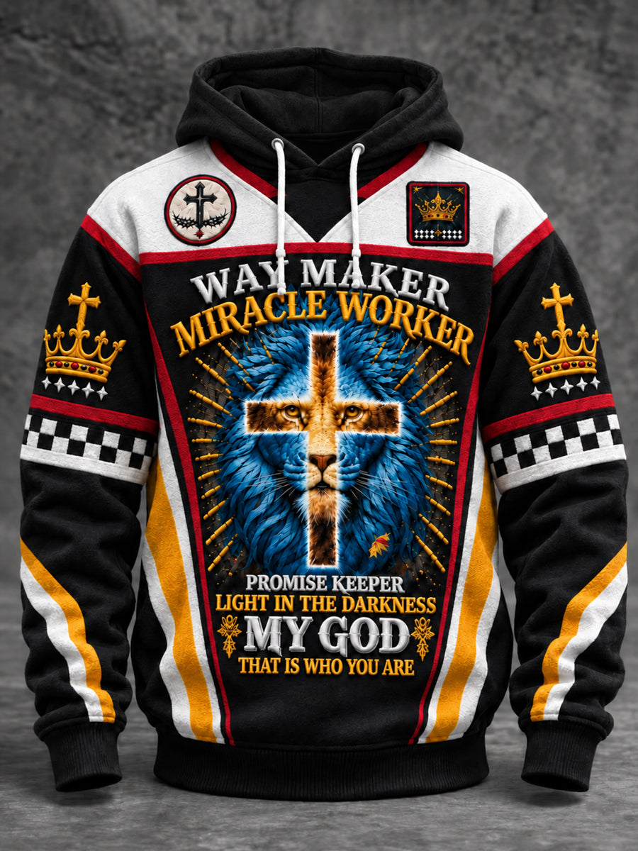 Men's Christian Waymaker Miracle Worker Promise Keeper Oversized Drop-Shoulder Hoodie