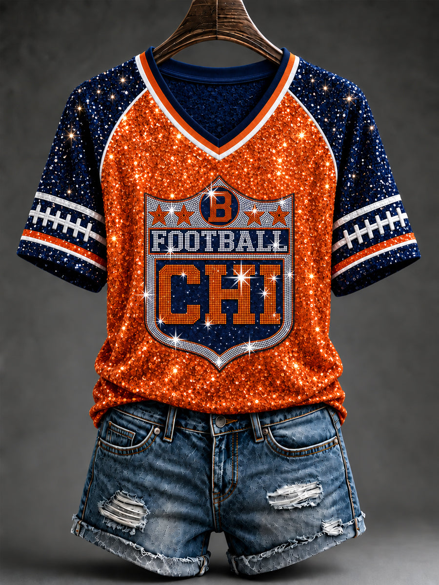 Women's Football Gameday Gift For Football Fans V-neck T-shirt
