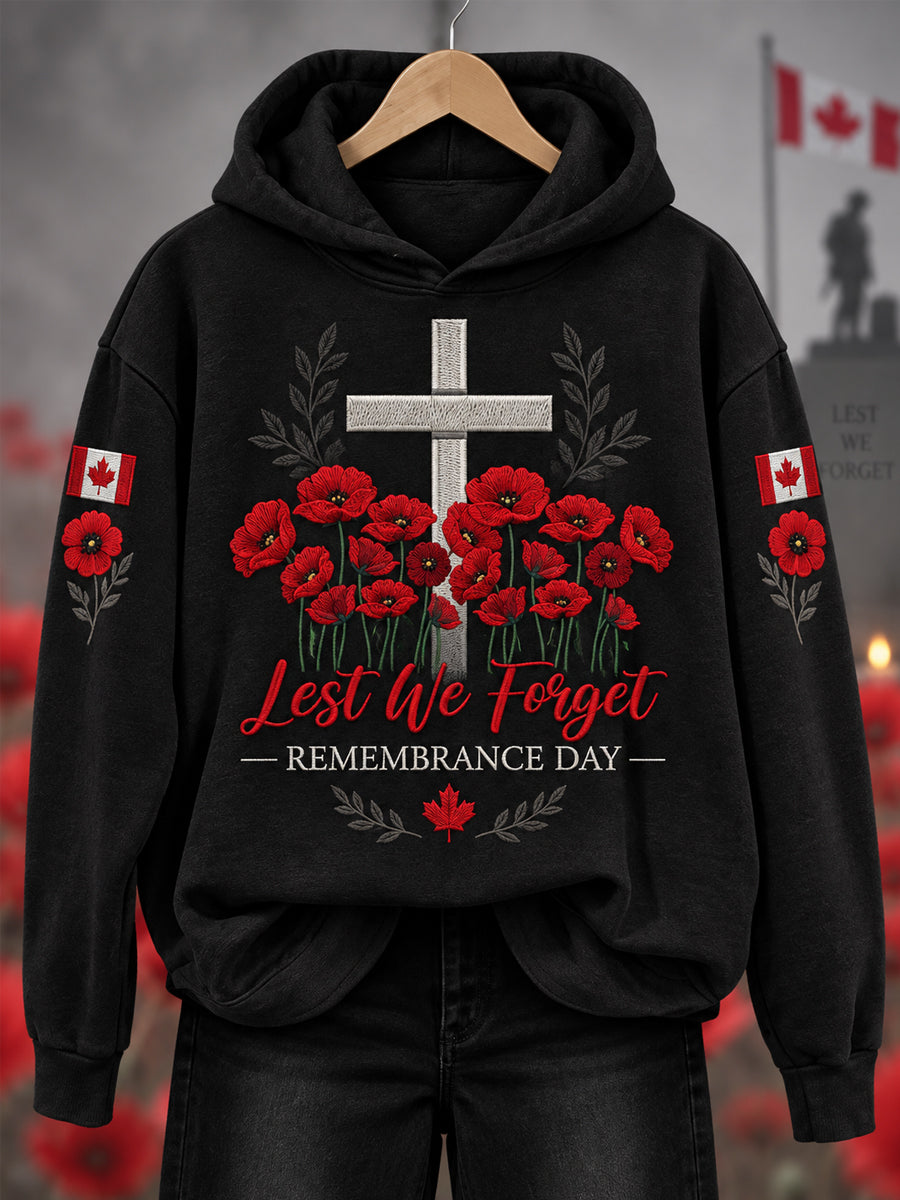 Women's Lest We Forget Canada Remembrance Day Print Hoodie