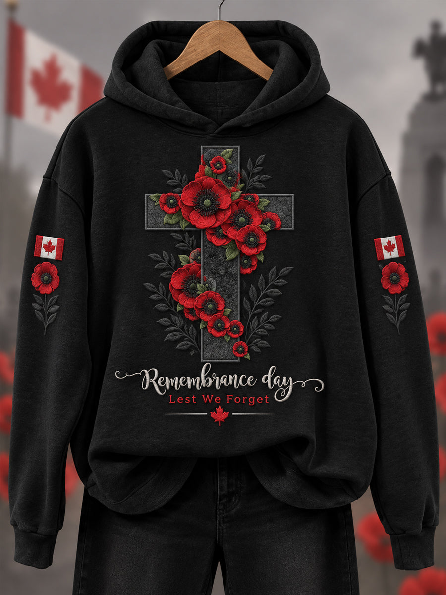 Women’s Lest We Forget Canada Remembrance Day Print Hoodie