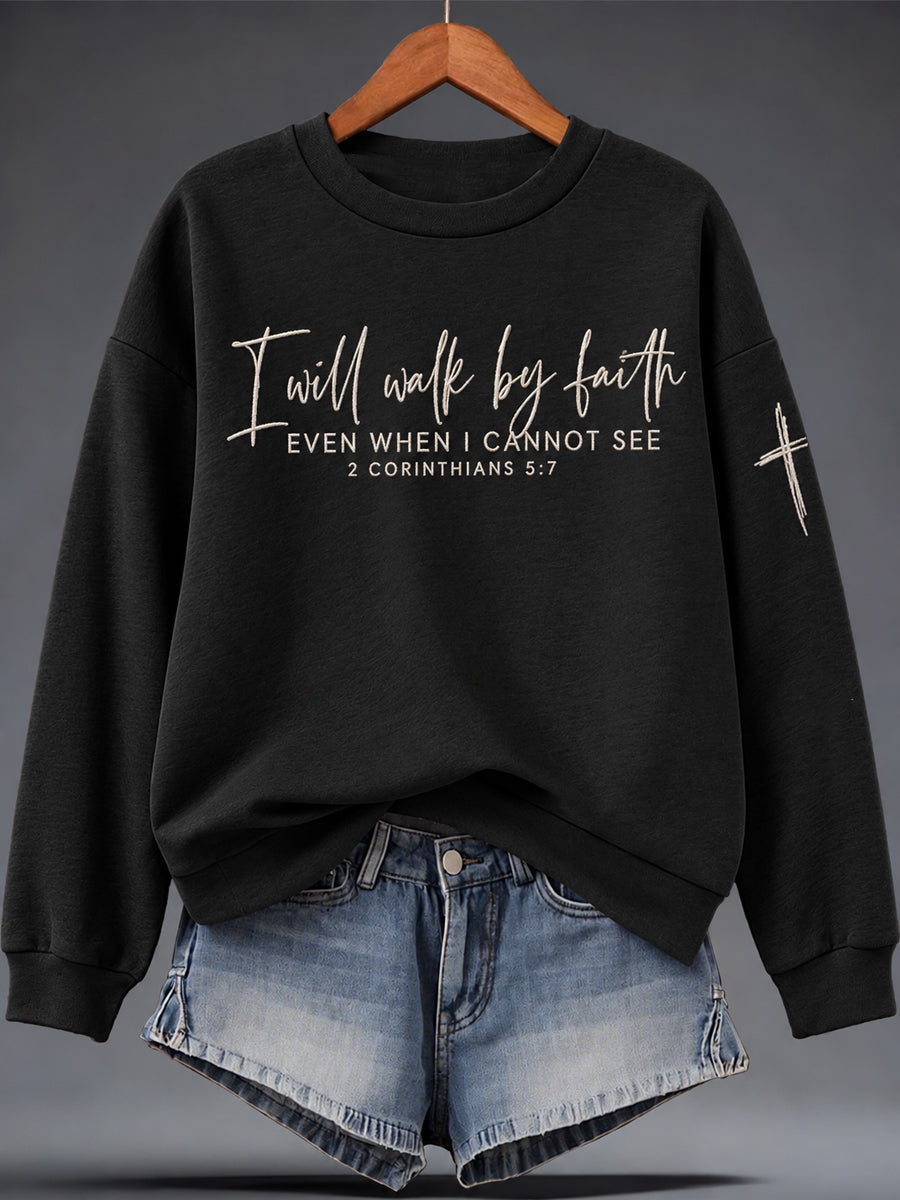 Women's Faith Print Casual Sweatshirt