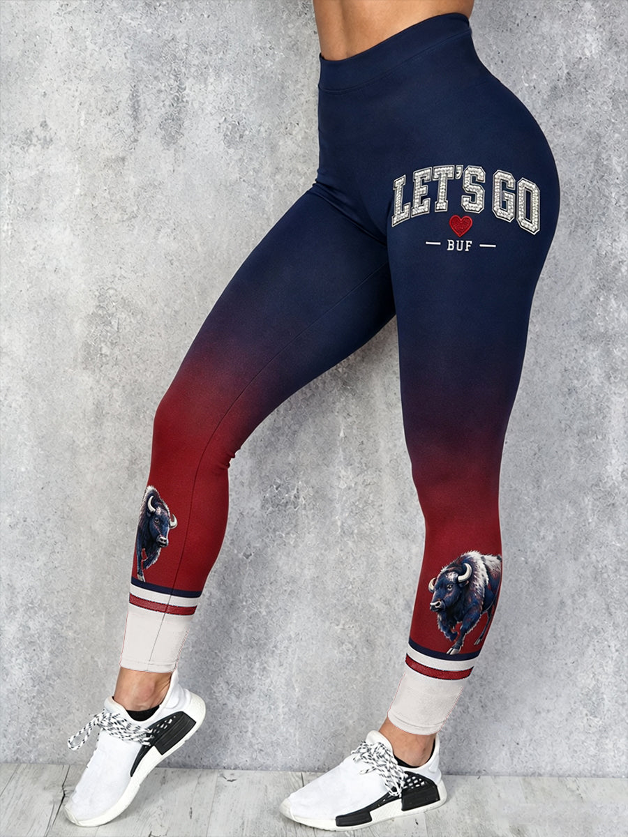 Women's Football Lover Blue&Red Art Printed Leggings