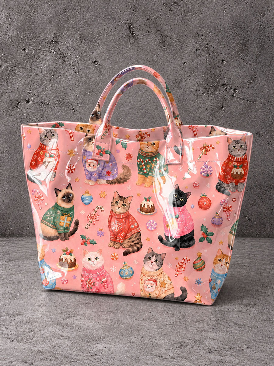 Women's Cat-Print Handbag