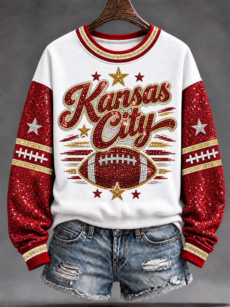 Women's Football Gameday Gift For Football Fans Print Sweatshirt