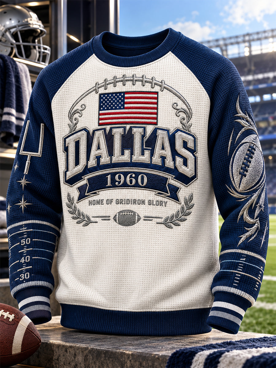 Men's American Football Dallas Cowboys Waffle Long-Sleeve Sweatshirt