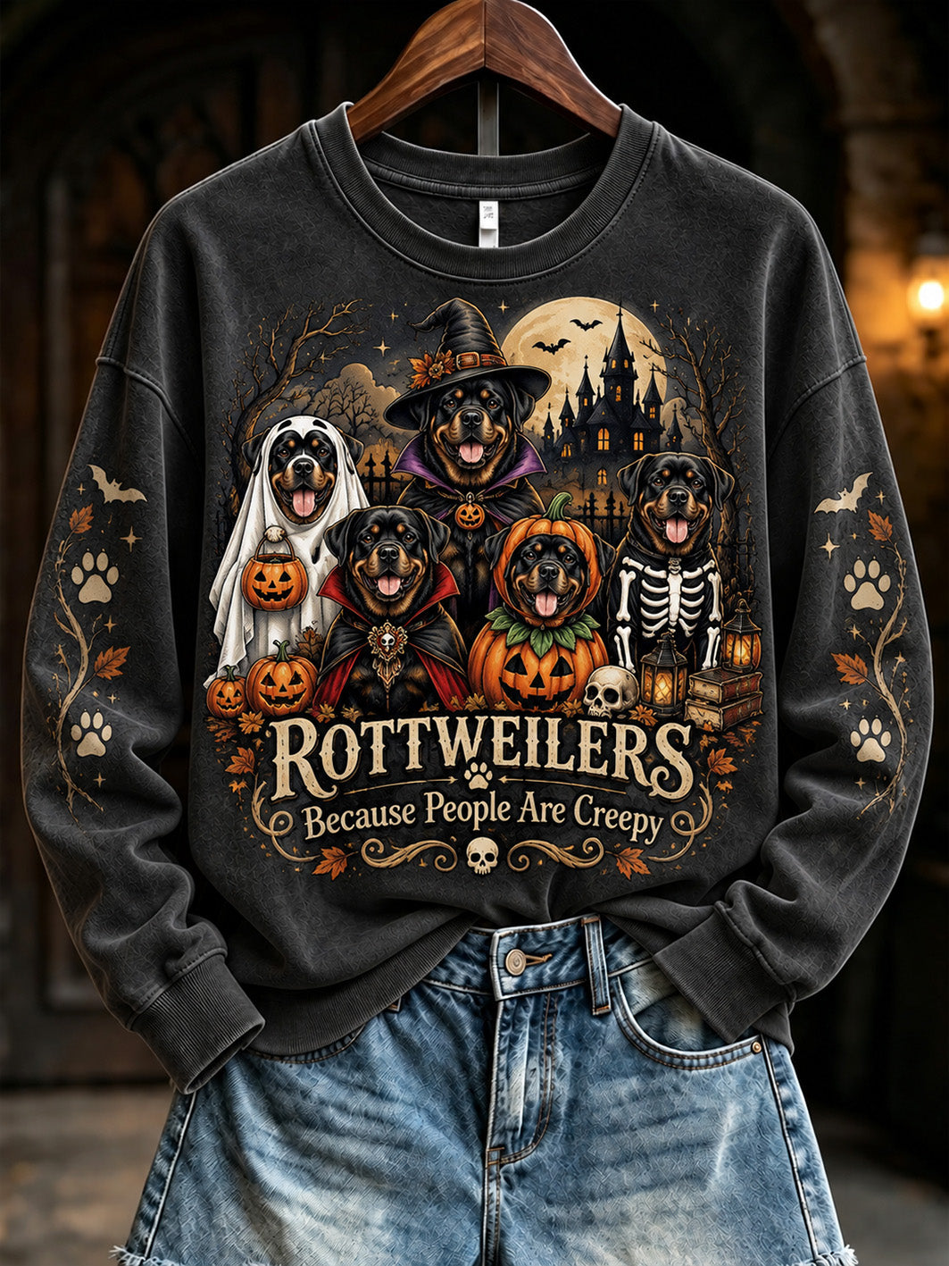 Women's Halloween-Themed Dog Pattern Casual Regular Sweatshirt