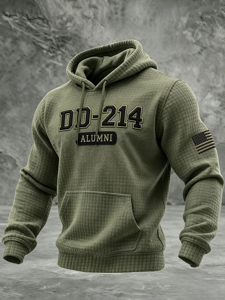 Men's DD-214 Alumni Print Checkered Cotton Hoodie