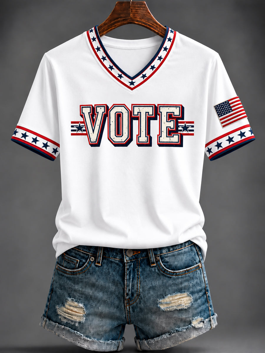 Women's VOTE Printed V-neck T-shirt