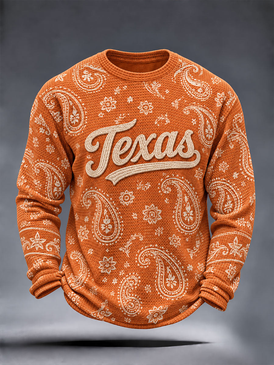 Men's Football Game Day Print Waffle Long Sleeve T-Shirt