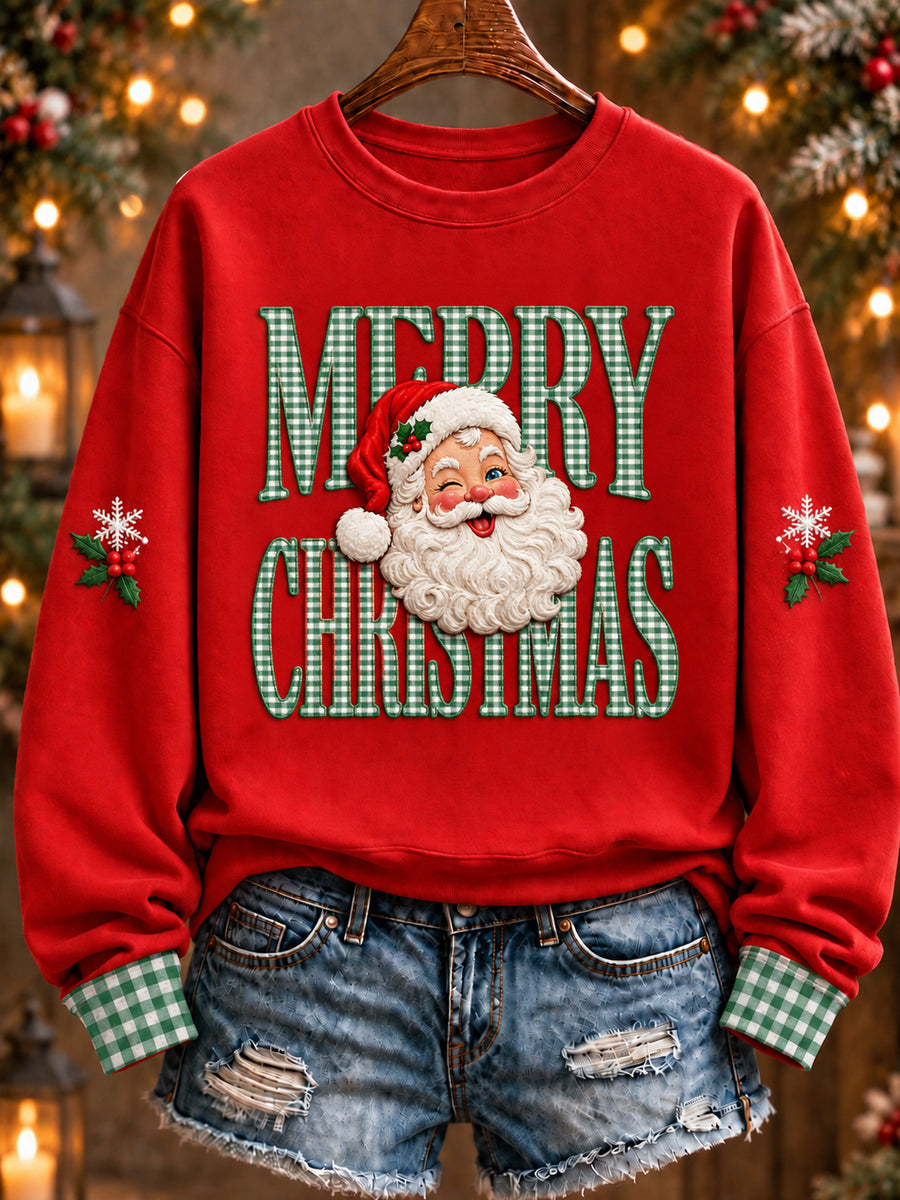 Women's Christmas Santa Claus Art Regular Sweatshirt