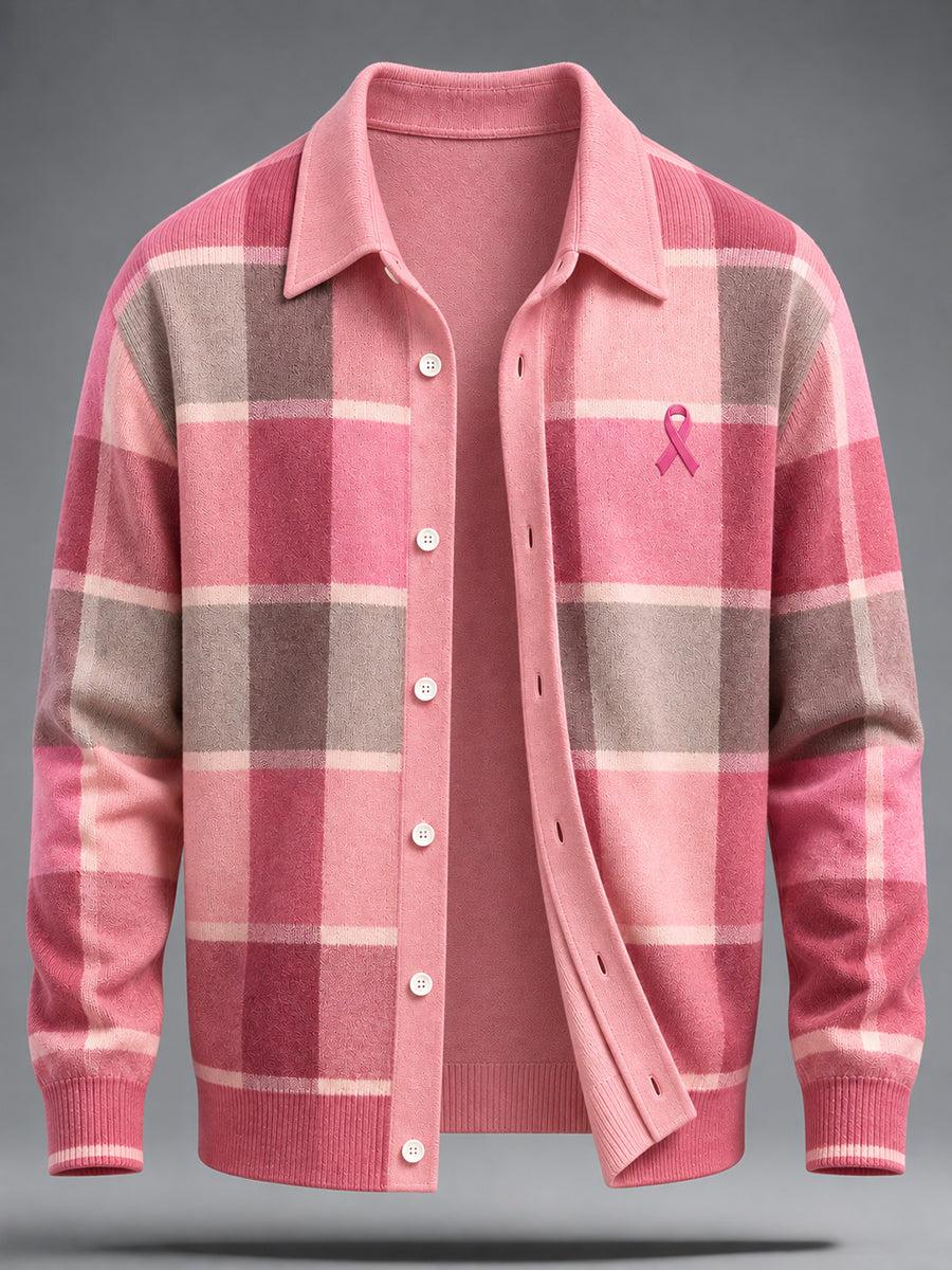Men's Breast Cancer Awareness Real Men Wear Pink Imitation Wool Sweater