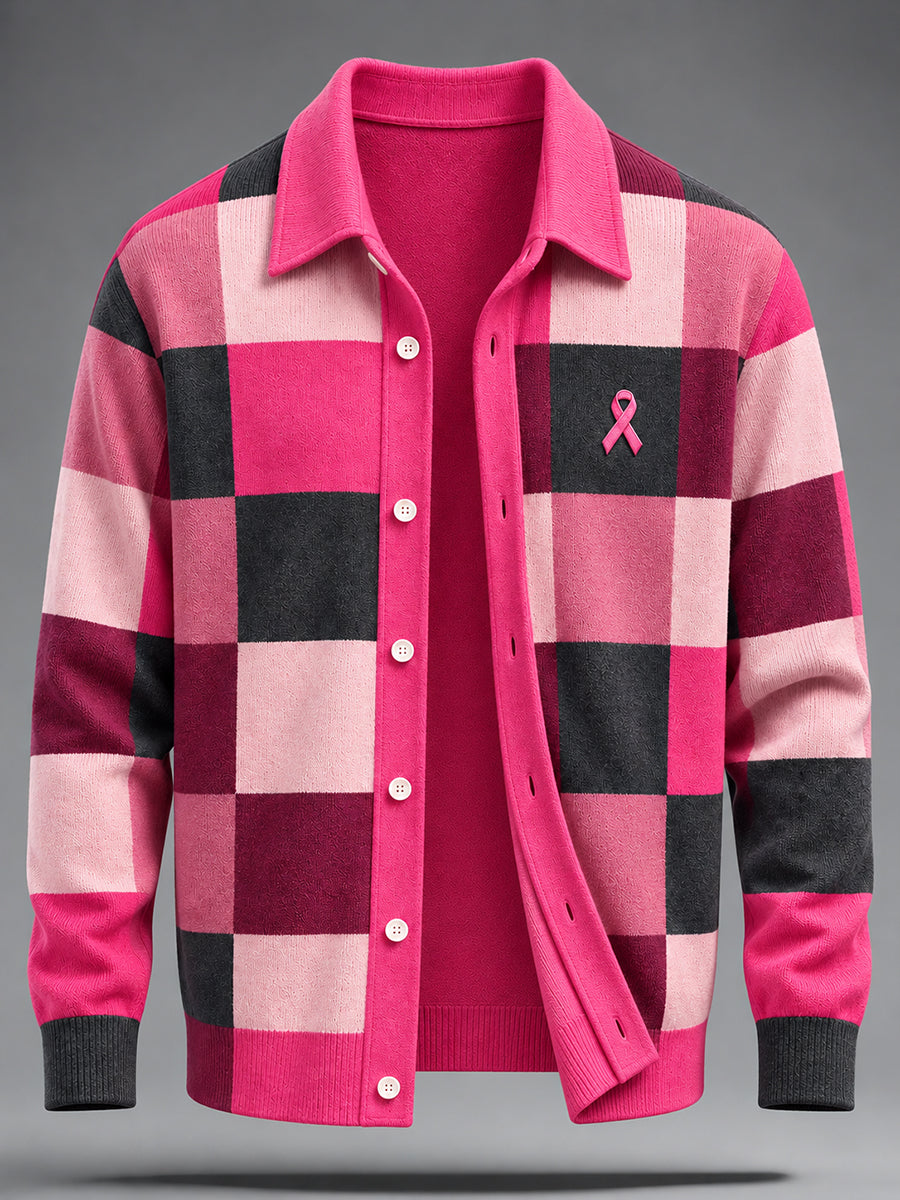 Men's Breast Cancer Awareness Real Men Wear Pink Imitation Wool Sweater