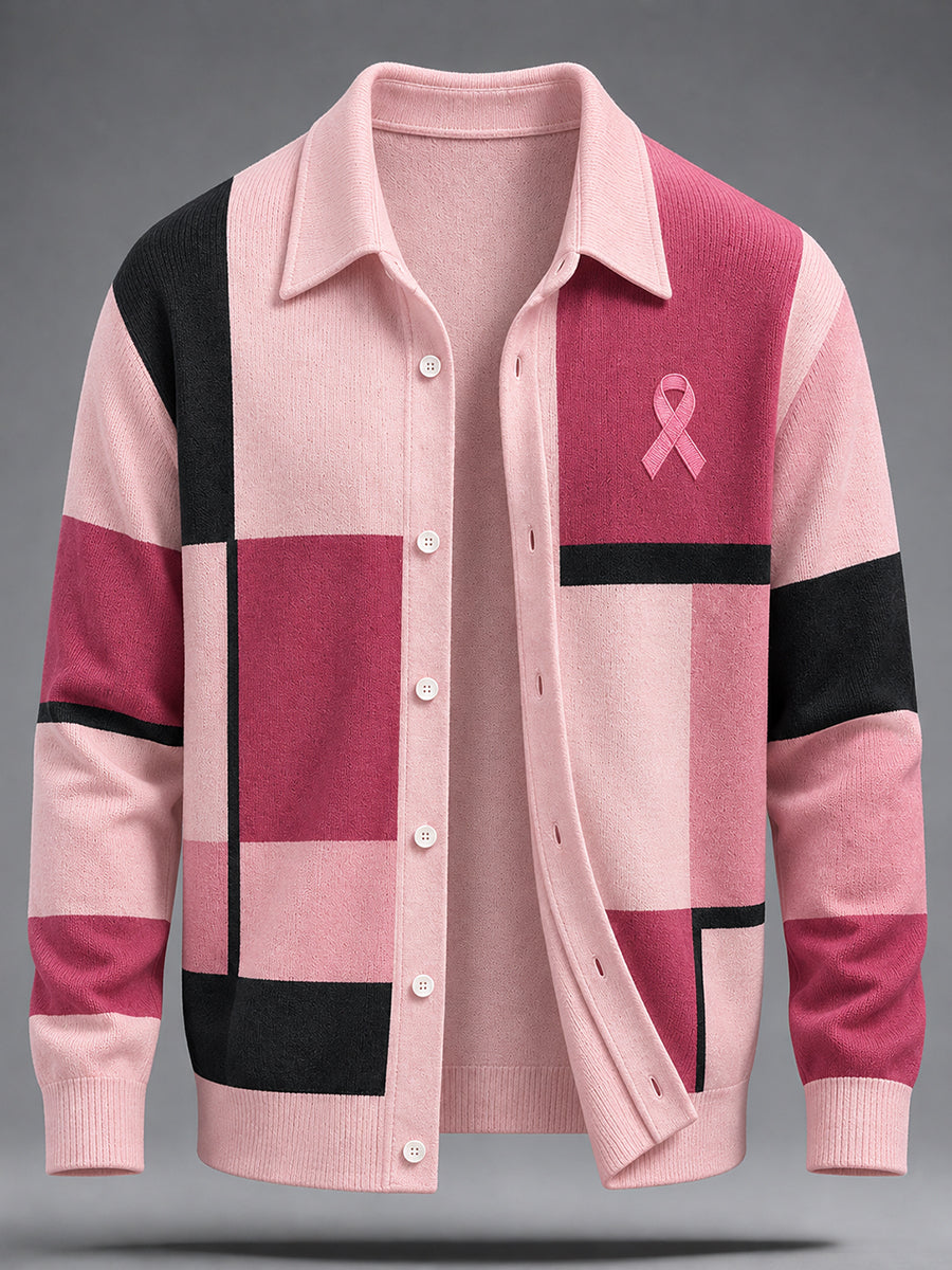 Men's Breast Cancer Awareness Real Men Wear Pink Imitation Wool Sweater