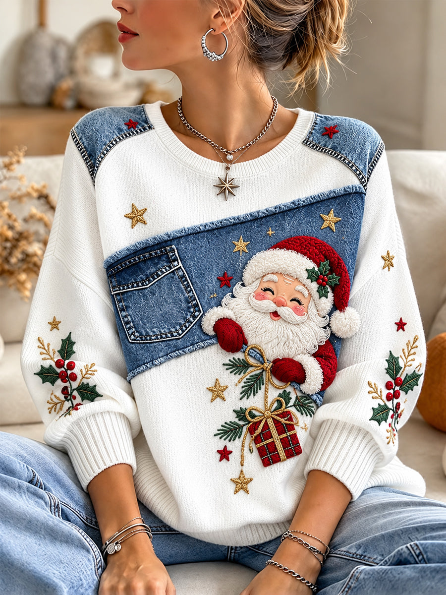 Women's Christmas Santa Claus Print Casual Sweater