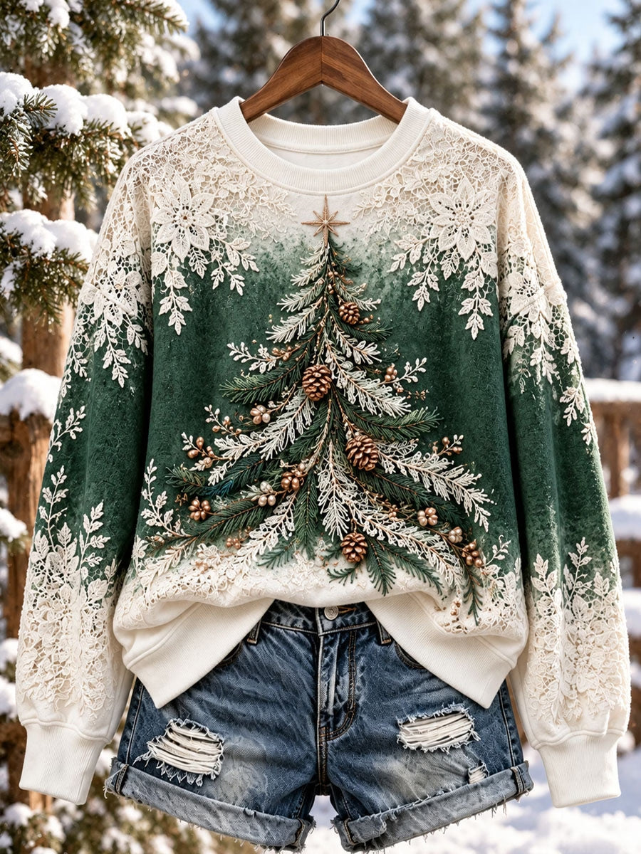 Women's Christmas Tree Art Print Sweatshirt