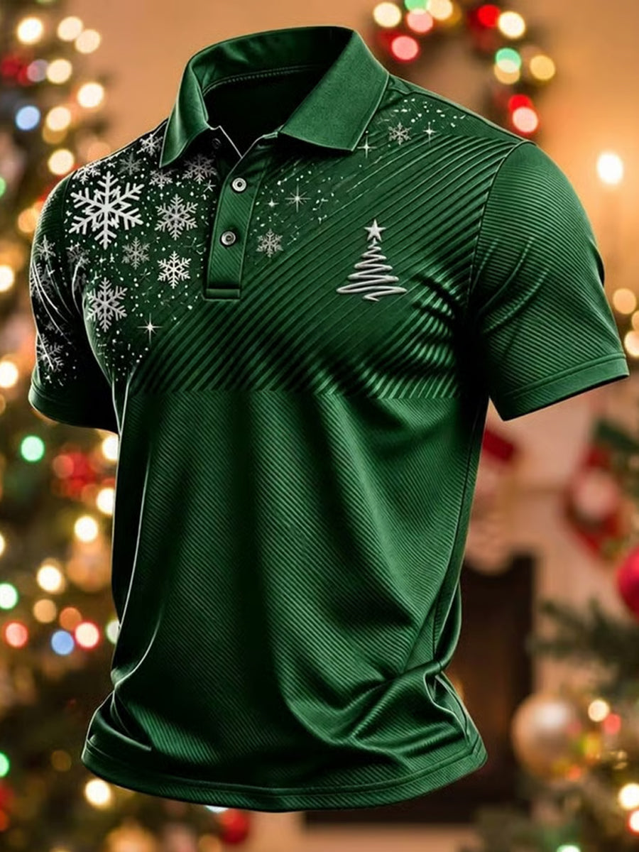 Men's Christmas Tree Art Print Short Sleeve Top