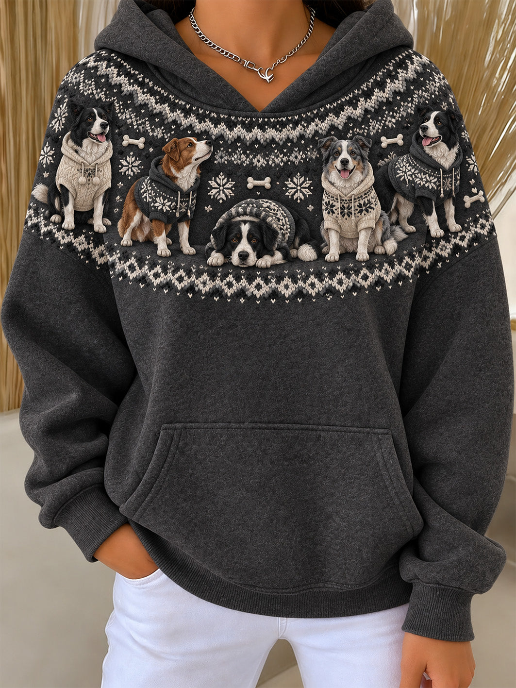 Women's Border Collie Dogs Pattern Causal Hoodie
