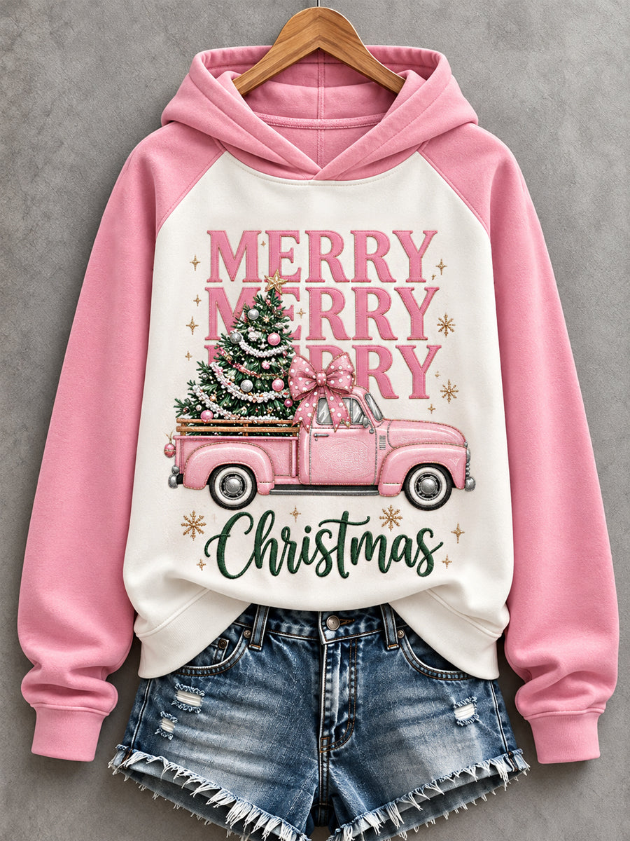 Women's Merry Christmas Print Casual Hoodie