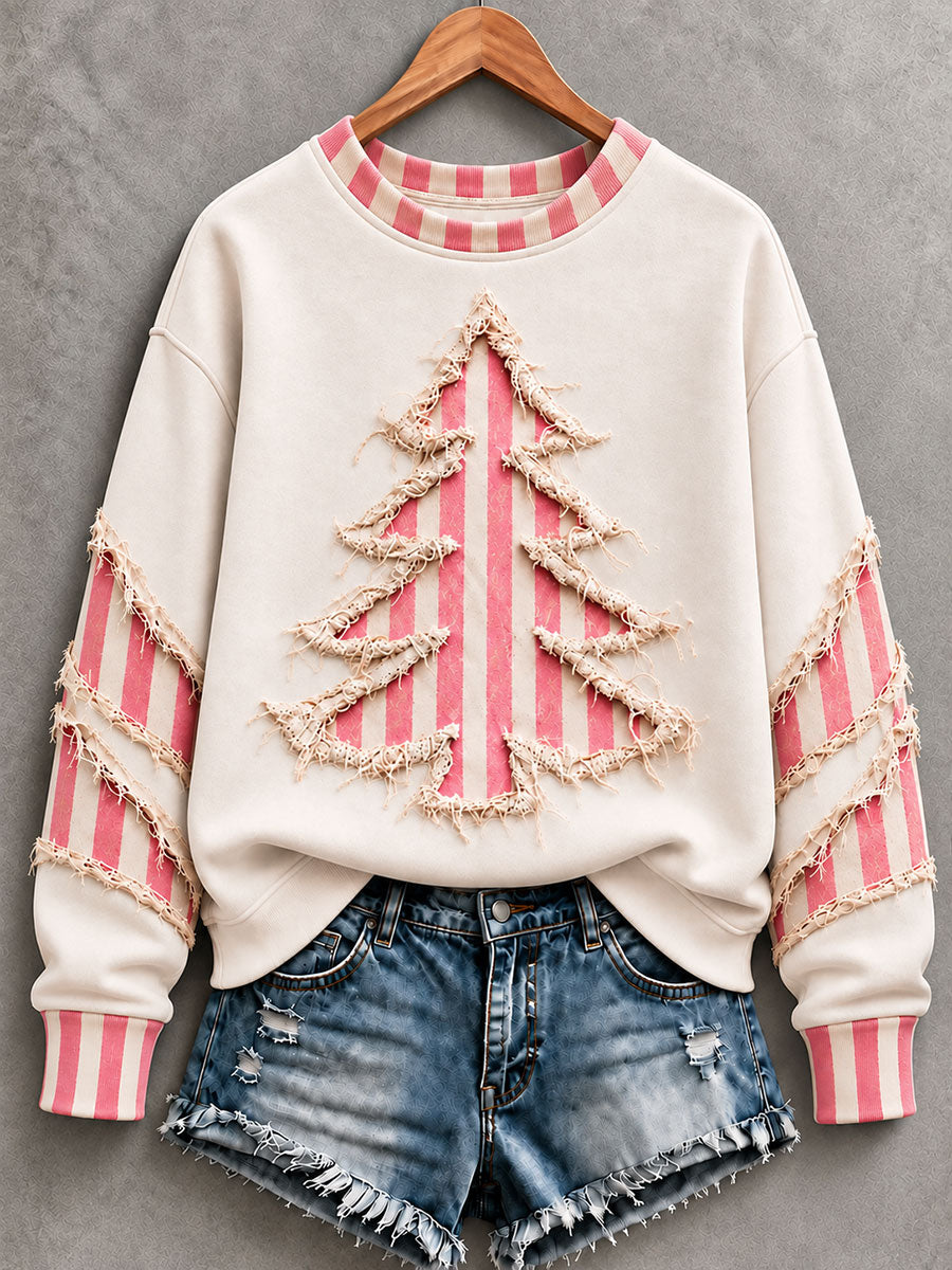 Women's Vintage Christmas Tree Art Regular Hoodie