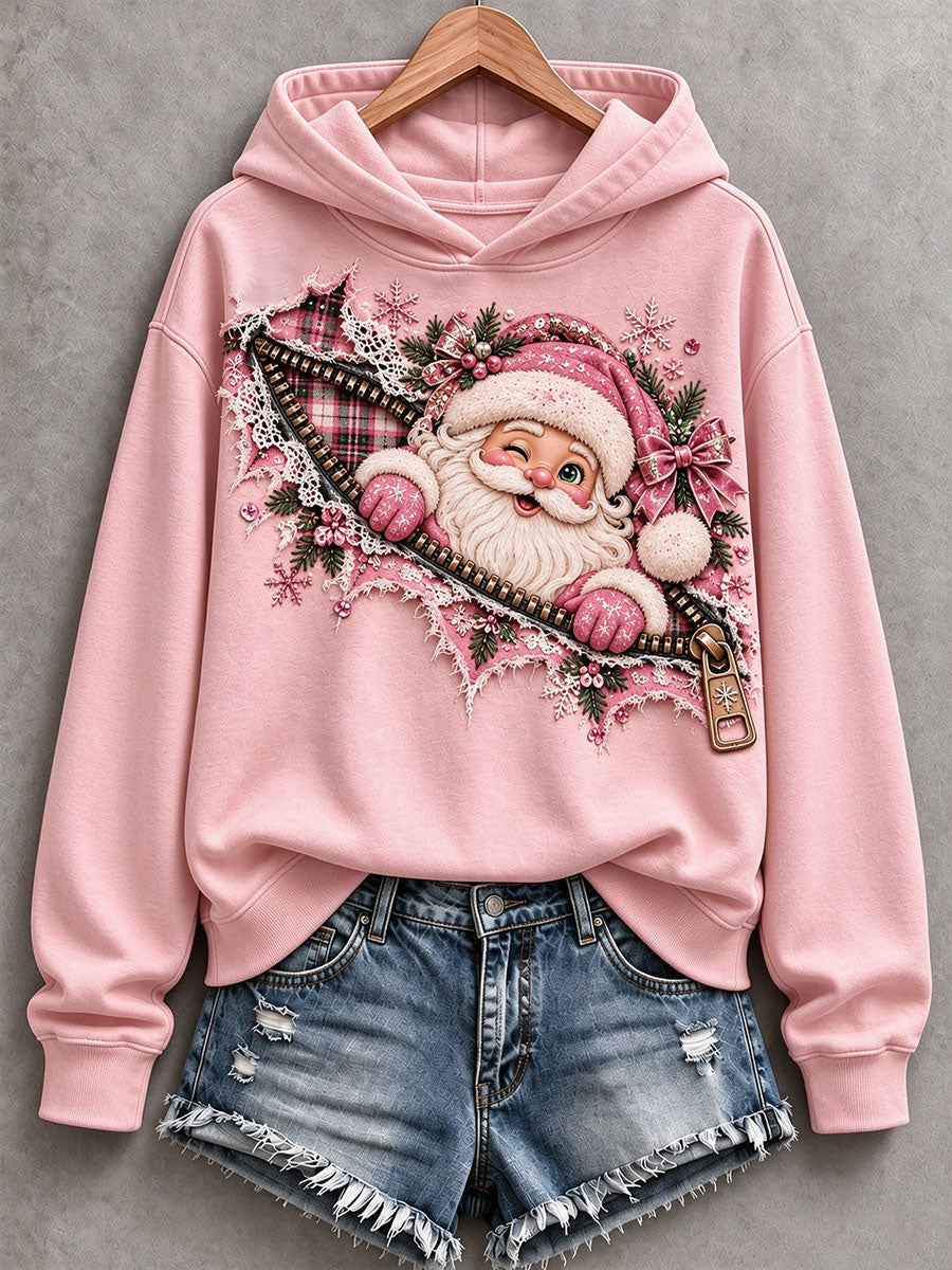 Women's Funny Pink Santa Hoodie