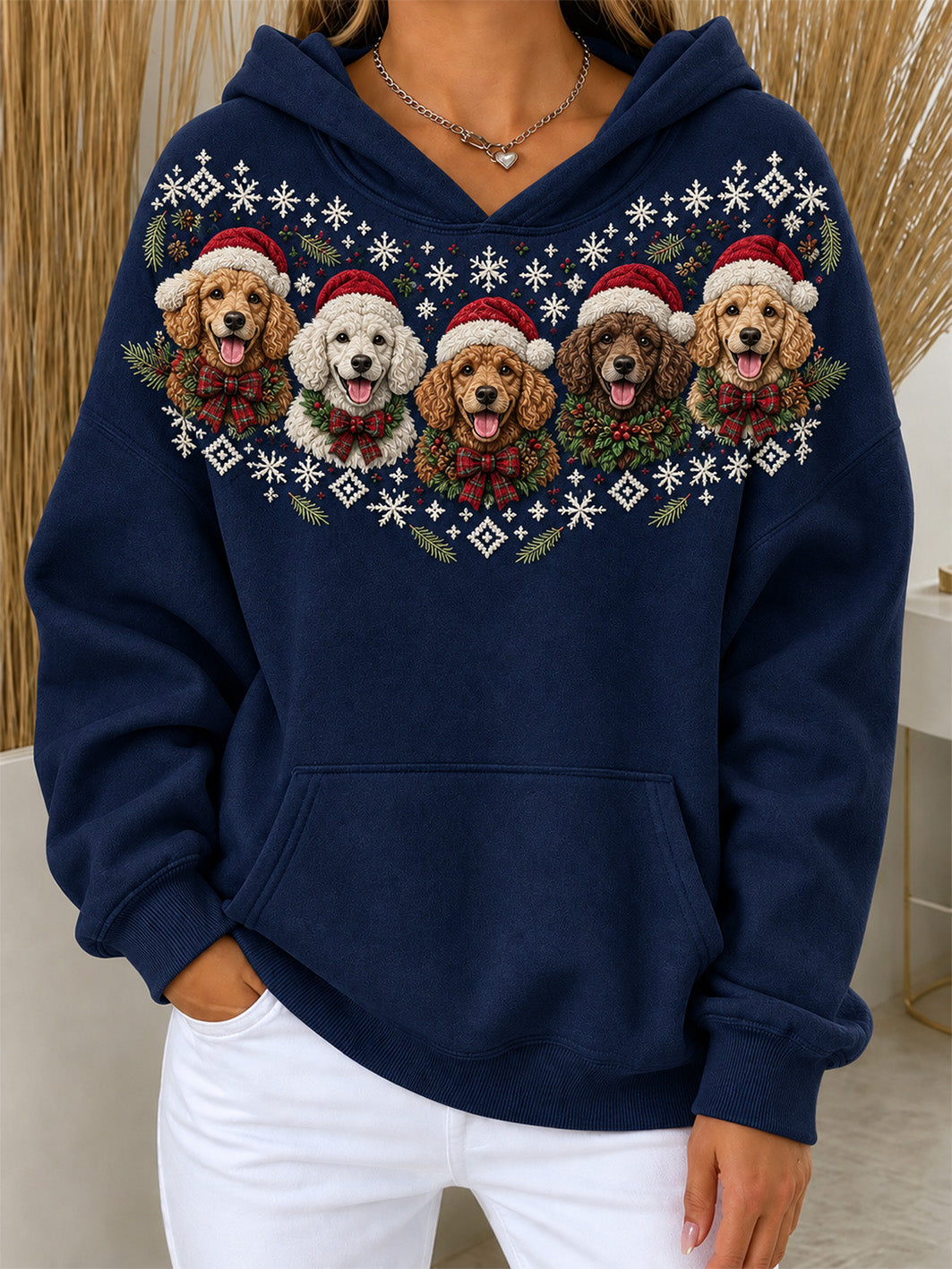 Women's Christmas Goldendoodles Pattern Causal Hoodie