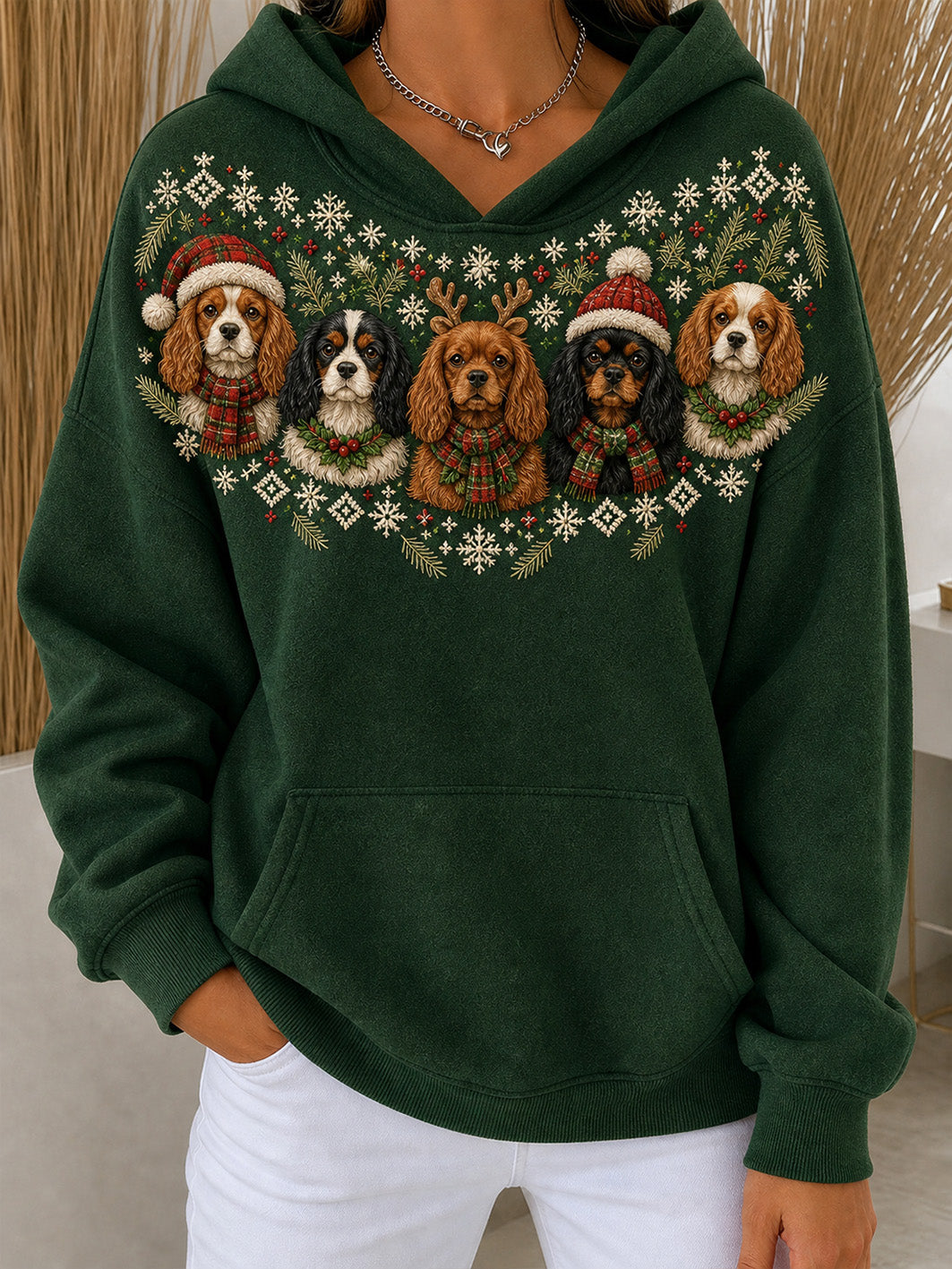 Women's Christmas Charles Pattern Causal Hoodie
