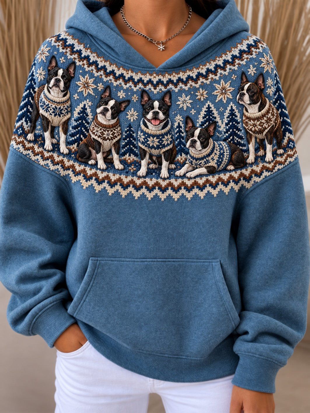 Women's Boston Terriers Pattern Casual Hoodie