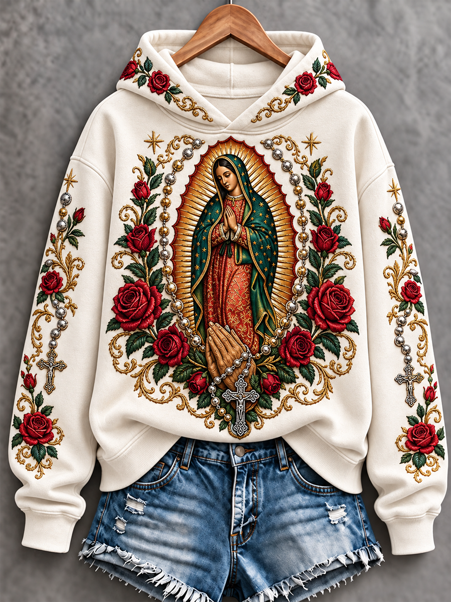 Women's Feast of Our Lady of Guadalupe art Printed Regular Sweatshirt