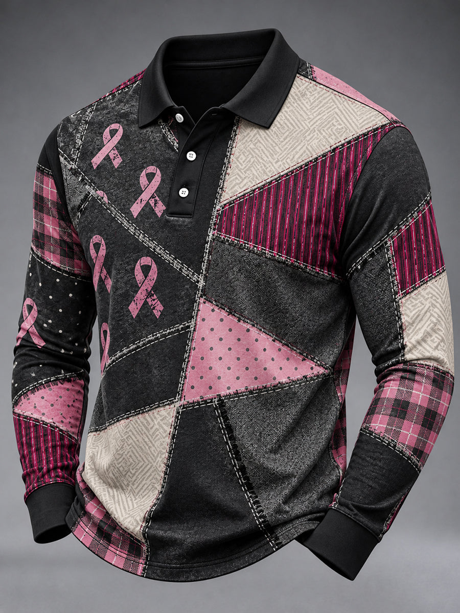 Men's Real Men Wear Pink Breast Cancer Awareness Long Sleeve Shirt